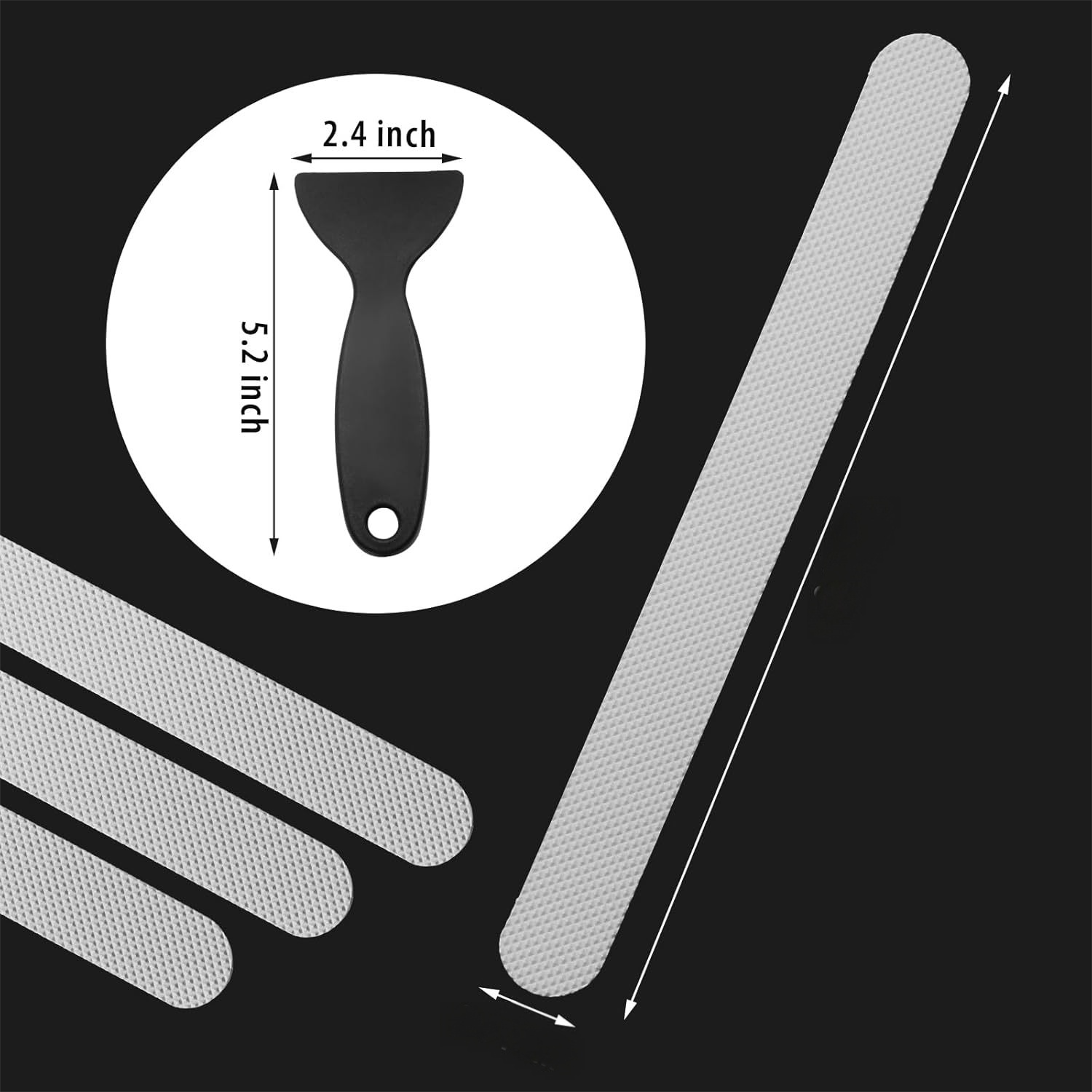 Anti-slip tape-black-2 * 38cm-with black scraper-PEVA-12 pieces