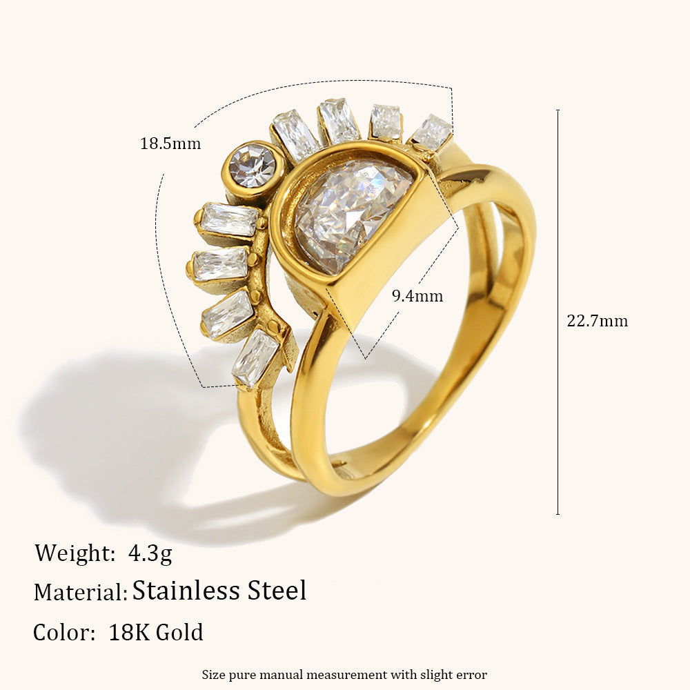 Retro Stainless Steel Sun Double-Ring For Women