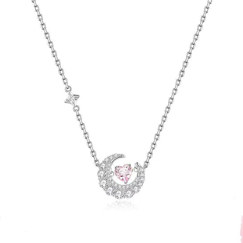 Phantom Dream Heart Moon Necklace Womens Clavicle Chain
