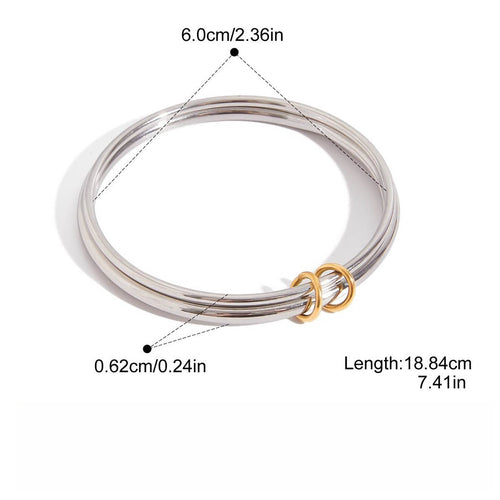 18K gold and S925 silver multi-strand bracelet with contrasting colors.