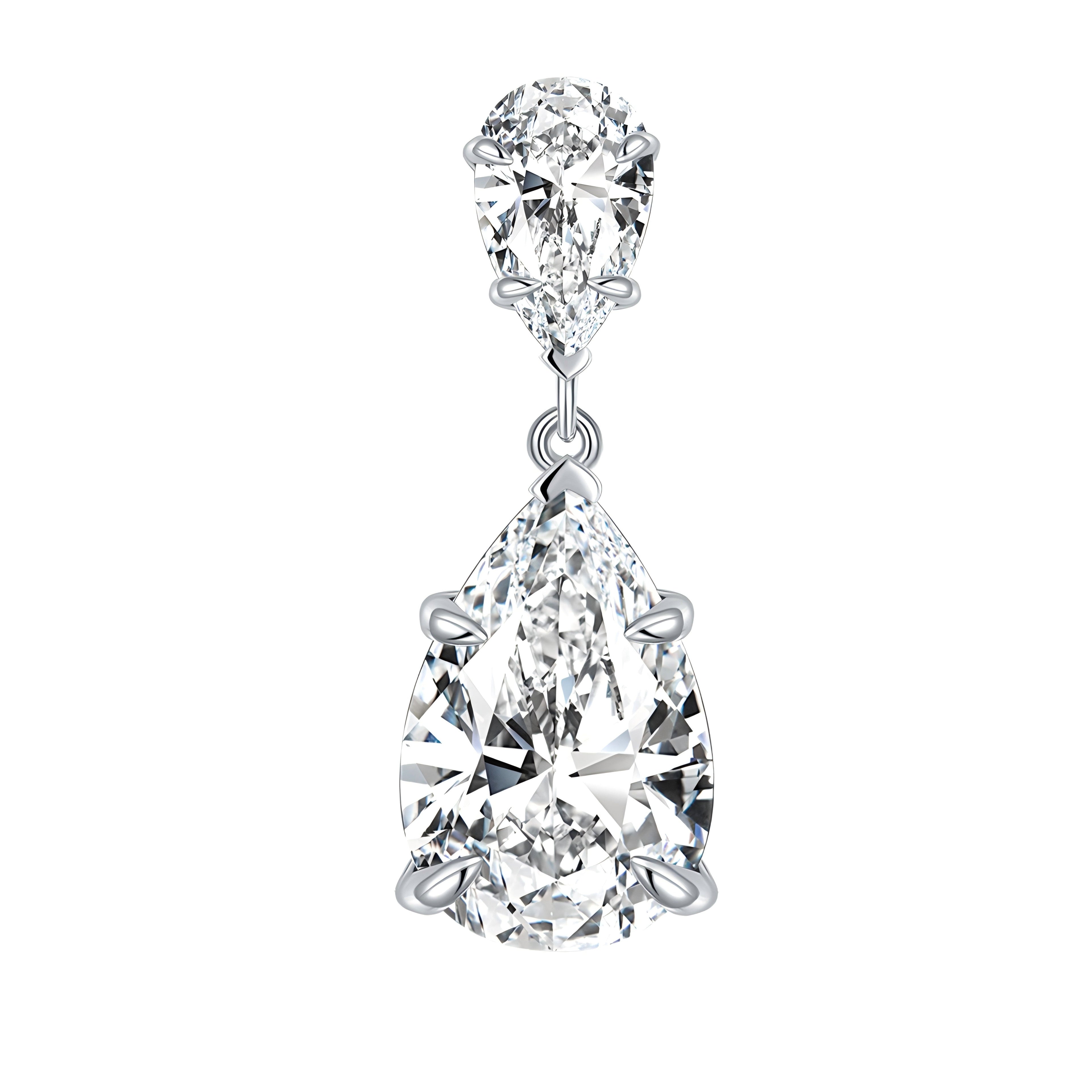S925 Sterling Silver Pear Cut Moissanite Dangle Earrings  7x11mm Teardrop Double Stone Drop Earrings With GRA Platinum Plated Jewelry Gift Box Set