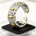 Brass Seven-Grain Rice Ring, Vintage Handcrafted Light Luxury Open Adjustable Band