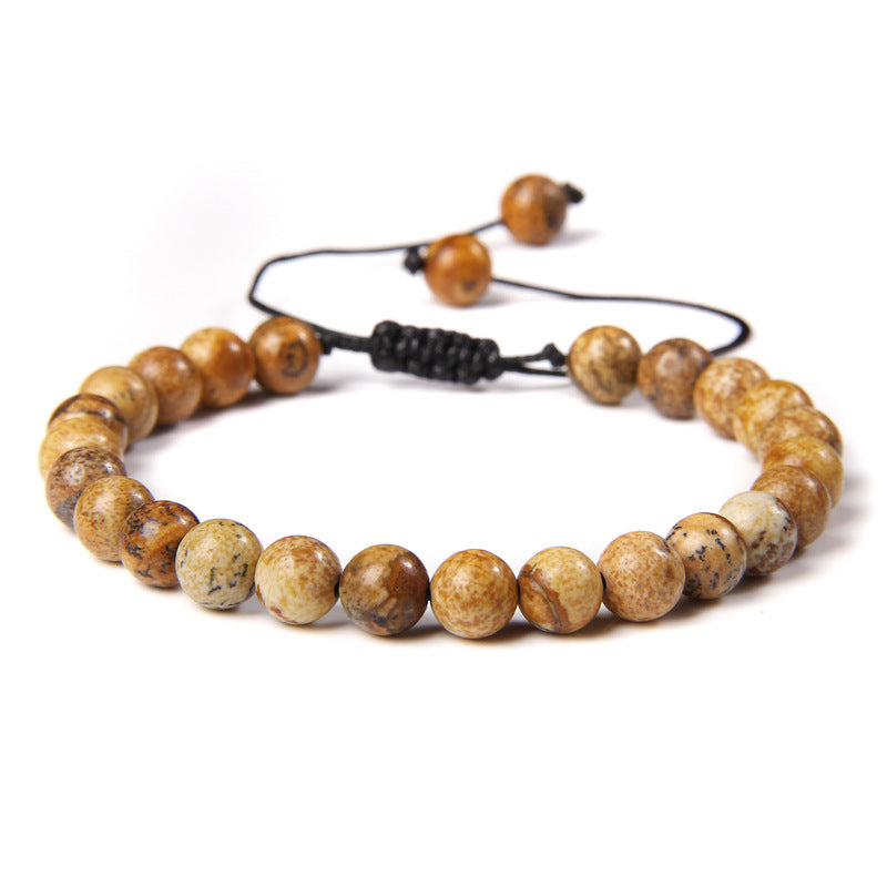 6mm Natural Stone Beads Womens Bracelet Yoga Energy Sports