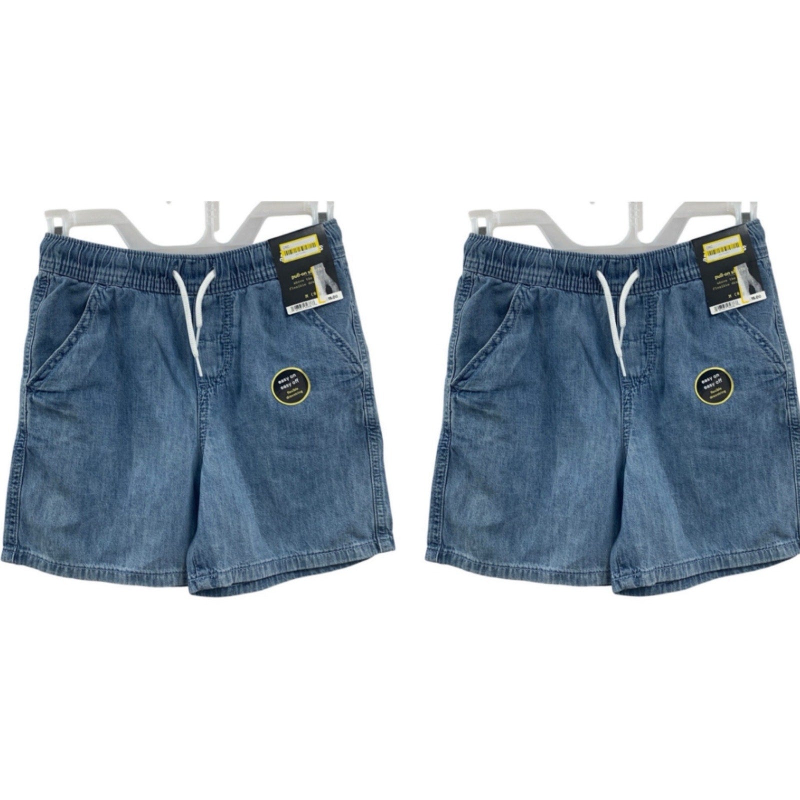 2 New Cat & Jack Kids Large (10/12) Cotton Denim Jean Pull On Elastic Shorts
