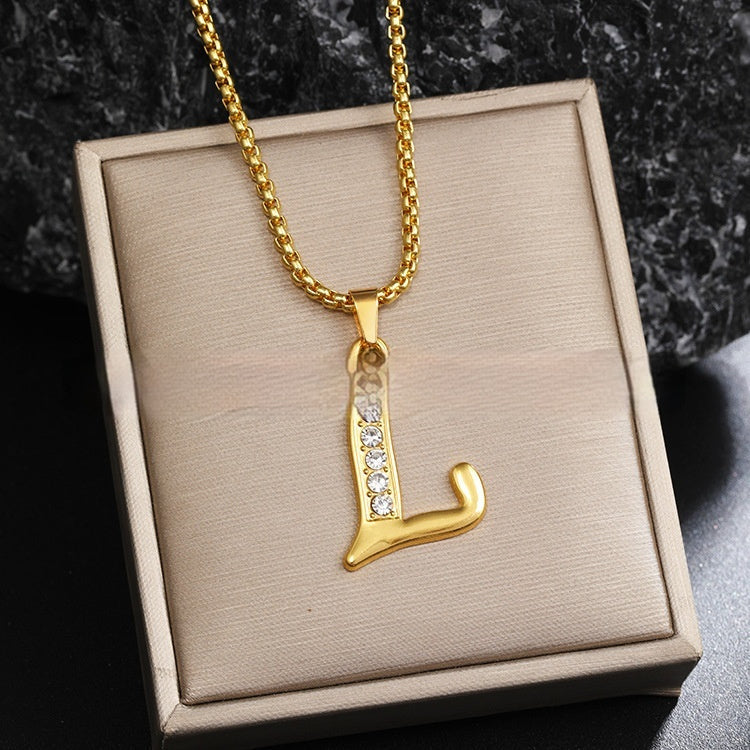 26 Diamond-Encrusted English Alphabet Necklaces