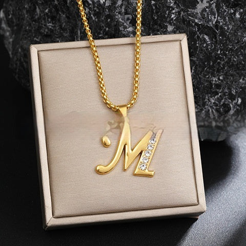 26 Diamond-Encrusted English Alphabet Necklaces