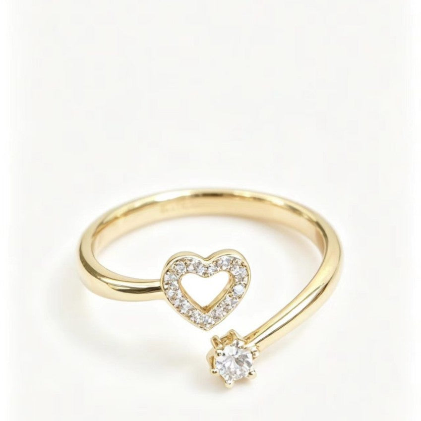 Personalized Open-heart Single-stone Ring For Women