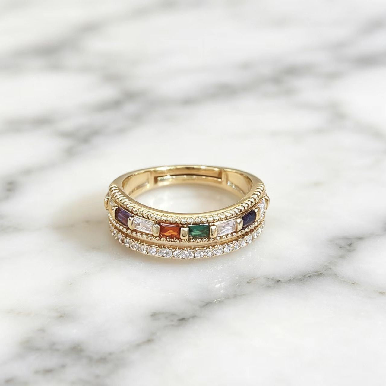 Elegant Gold-plated Double-layer Ring