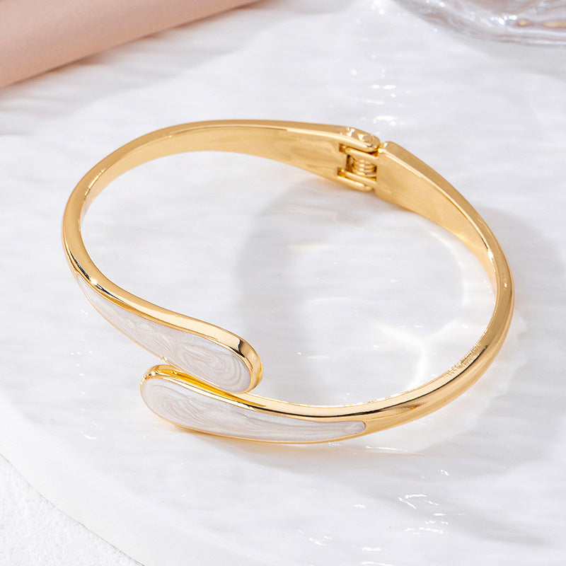Metallic-Effect Alloy Open-End Bracelet For Women