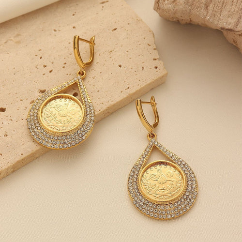 18K Gold Coin Stud Earrings