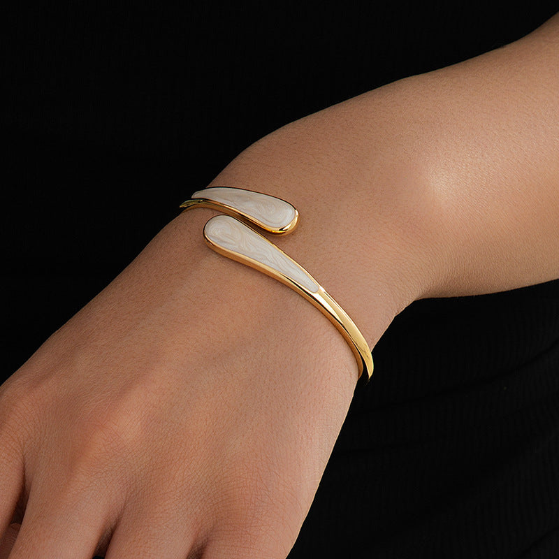 Metallic-Effect Alloy Open-End Bracelet For Women