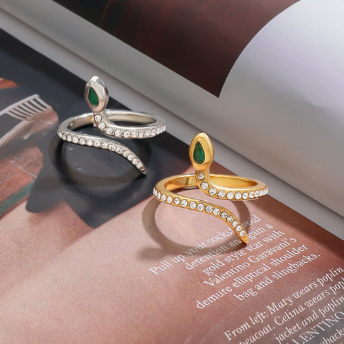 18K gold and titanium steel snake ring