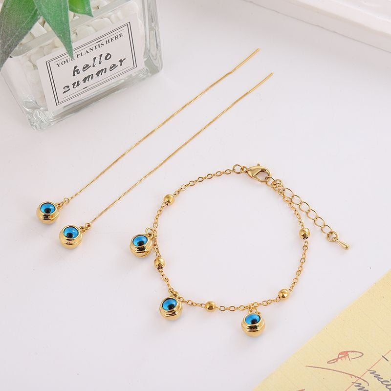 Blue Evil Eye Five Piece Jewelry Set