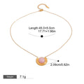 18K gold round shape with textured gemstone design light luxury noble necklace
