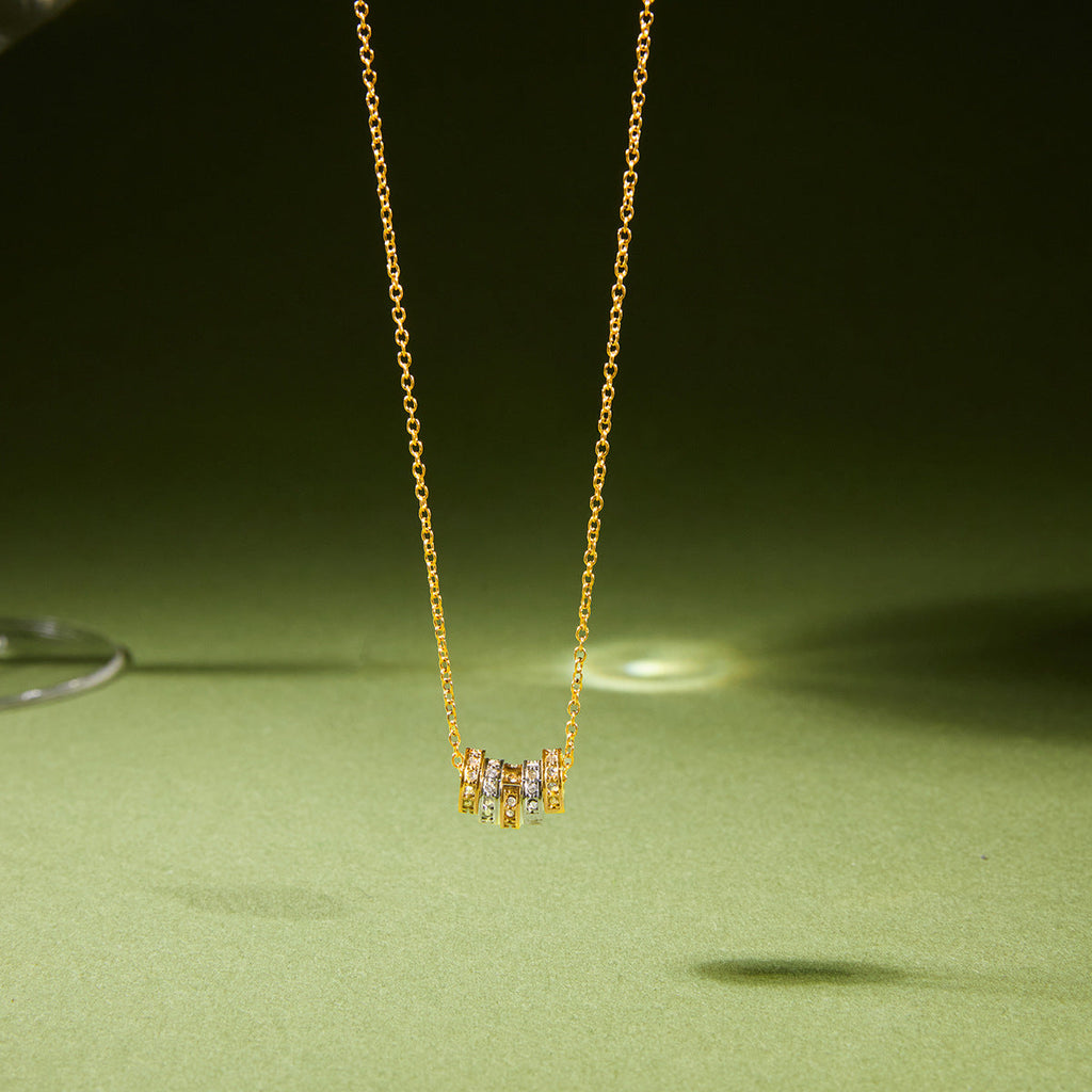 Stainless Steel Zircon Spinner Necklace Collection