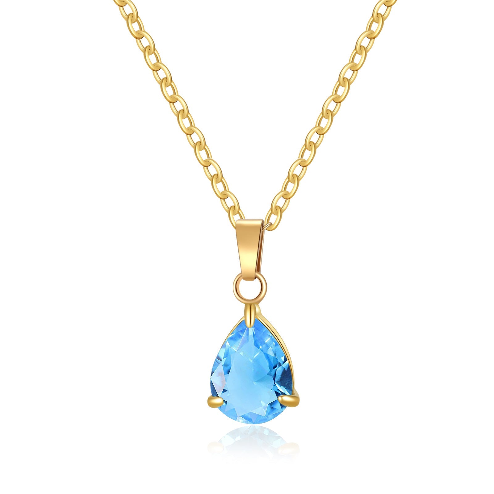3A Water Drop Zircon Small Pendant Solitaire Pear-Shaped Zircon Womens Clavicle Chain