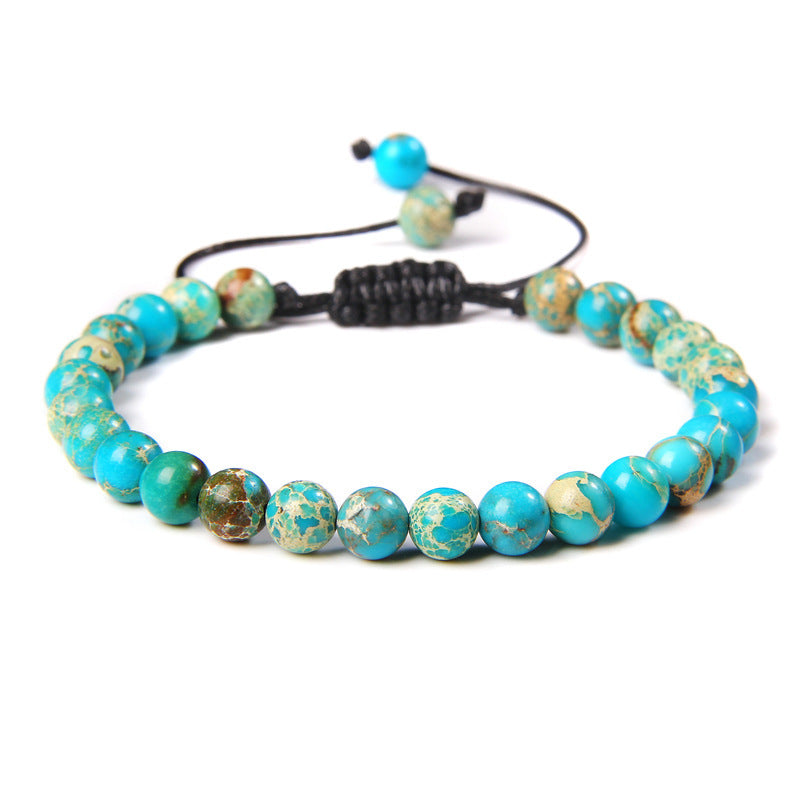 6mm Natural Stone Beads Womens Bracelet Yoga Energy Sports