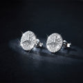 S925 Sterling Silver Moissanite Stud Earrings  Round Pave Three Pointed Star Geometric Design With GRA Certificate Platinum Plated Gift Box Set For Women Or Men