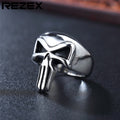 Retro Biohazard Skull Mens Titanium Steel Ring