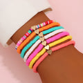 Stylish CCB Womens Heart-Shaped Colorful Beaded Bracelet