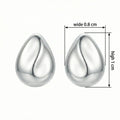 925 Sterling Silver Minimalist Polished Silver Teardrop Stud Earrings with Sculptural Wave Detail