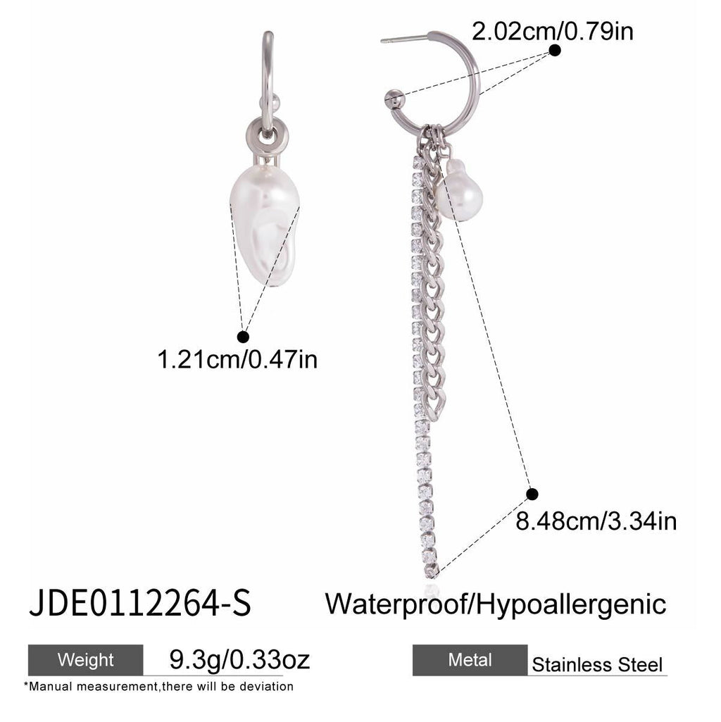 Pearl Tassel Stainless Steel Earrings