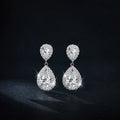 S925 Sterling Silver Platinum Plated Pear Cut Moissanite Dangle Earrings  6x9mm Teardrop Halo Drop Earrings With GRA Certificate Jewelry Gift Box Set