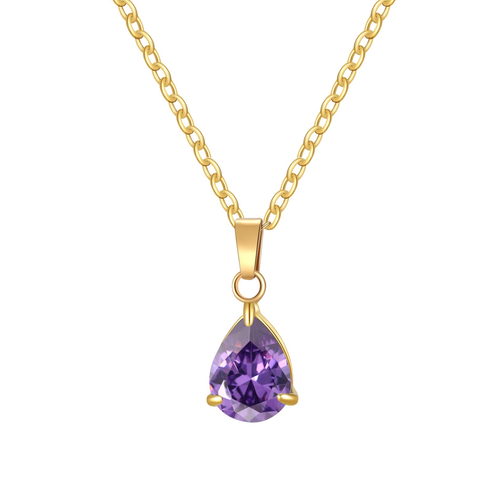 3A Water Drop Zircon Small Pendant Solitaire Pear-Shaped Zircon Womens Clavicle Chain