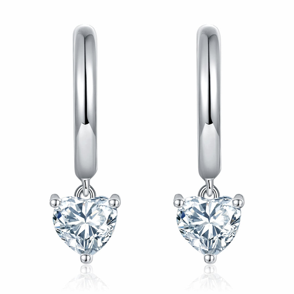 S925 Sterling Silver 5x5mm Heart Shaped Moissanite Hoop Earrings  Platinum Plated Dangle Earrings With GRA Certificate Romantic Jewelry Gift Box Set For Women