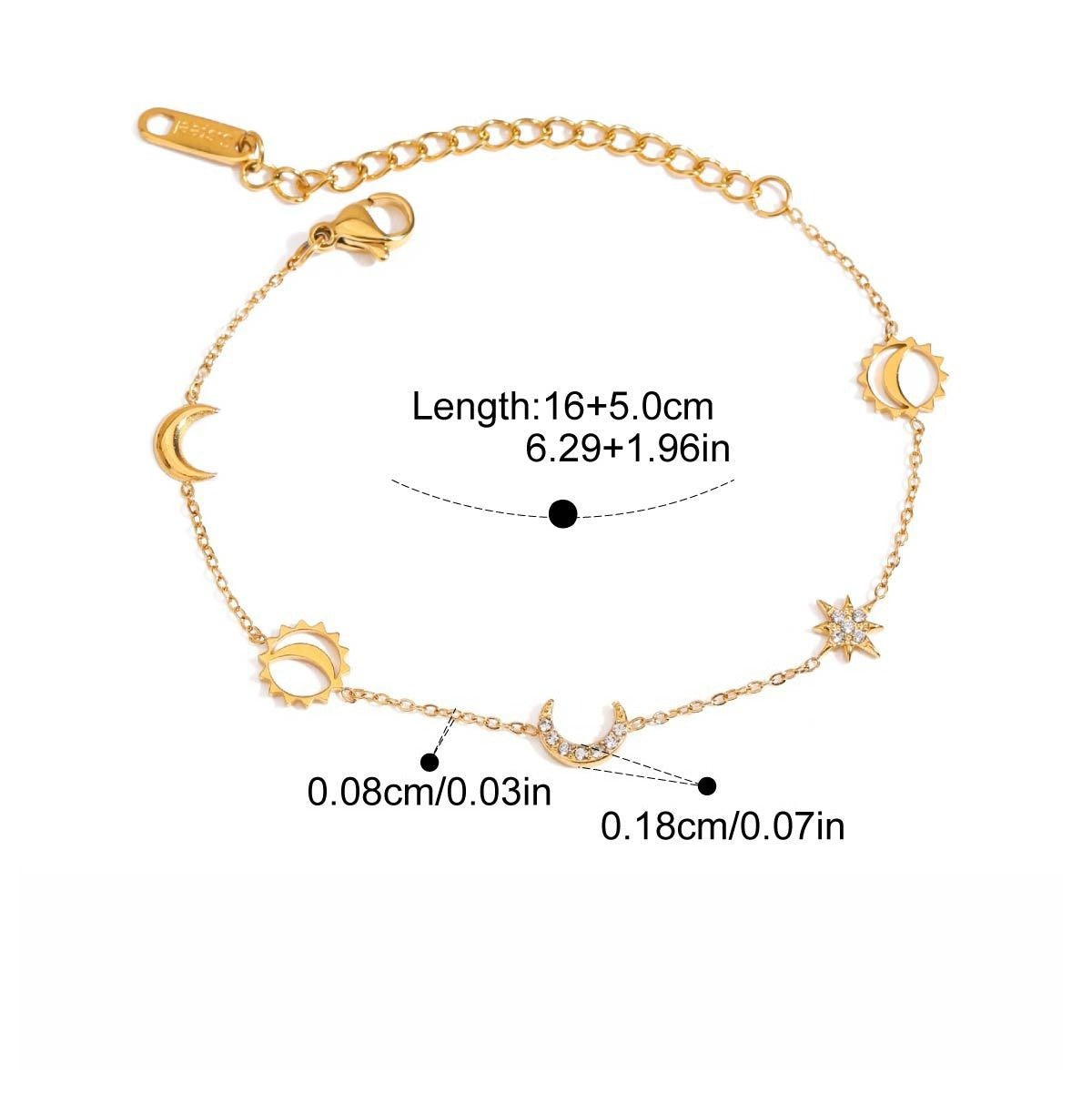 18K gold-plated titanium steel bracelet with rhinestones