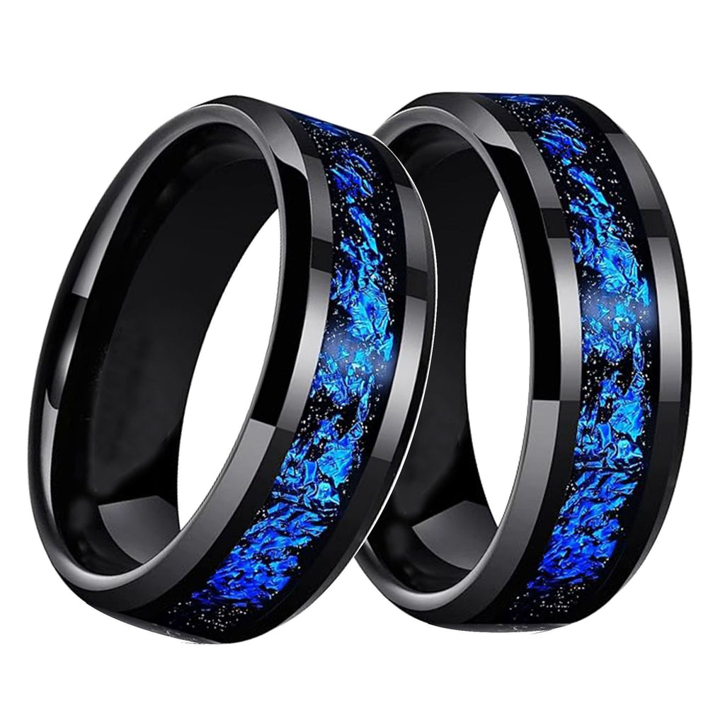 Tungsten Steel Blue Meteor Ring