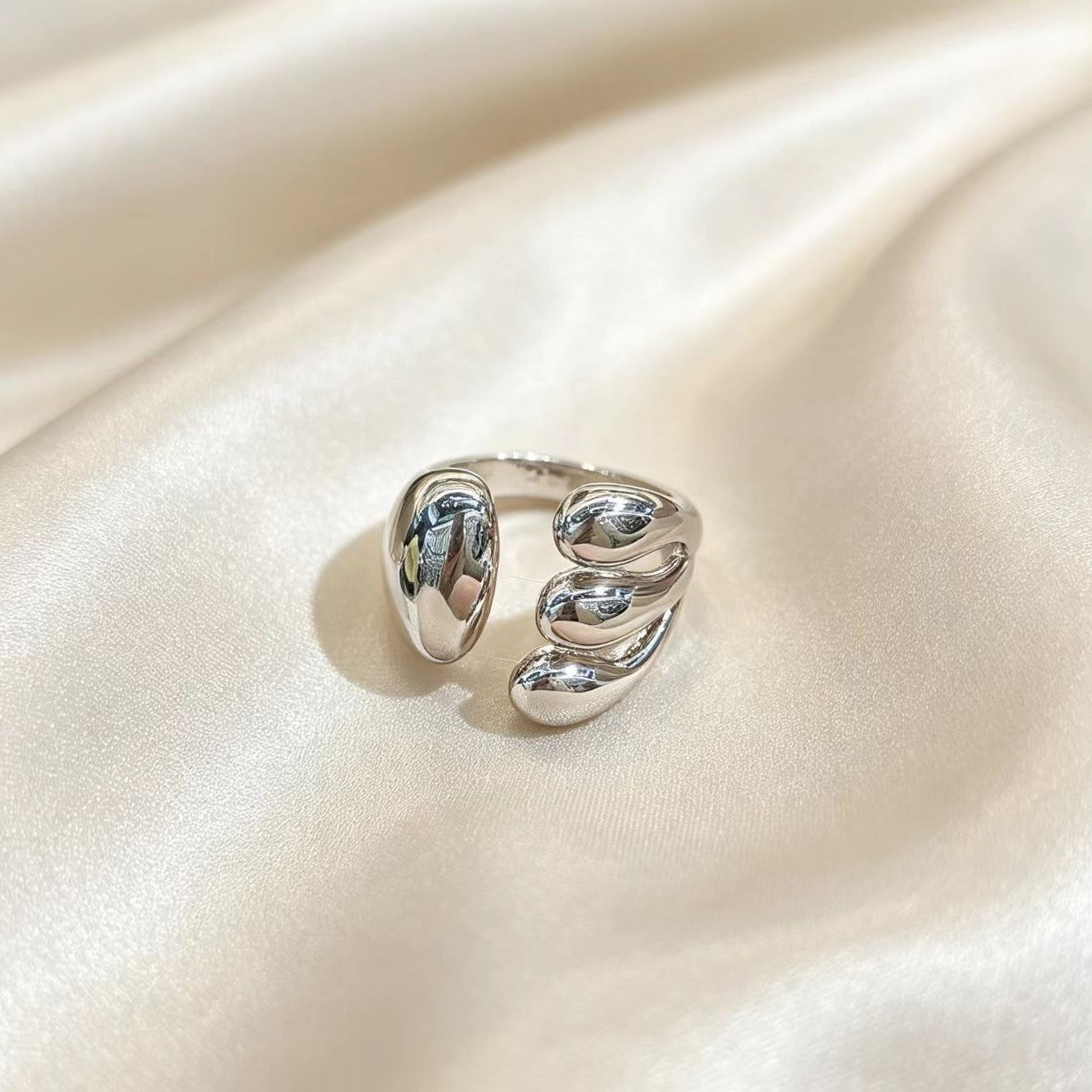Light-luxury Silver Open-ring In European And American Style