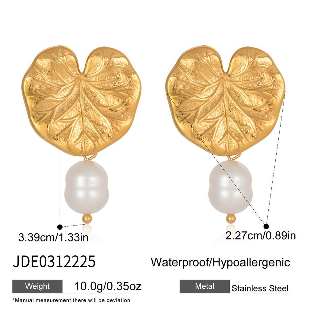Freshwater Pearl Lotus Drop Earrings