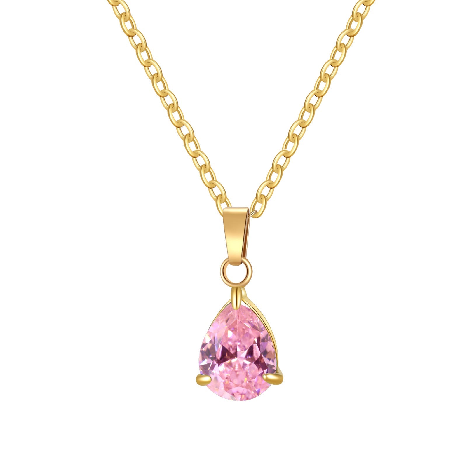 3A Water Drop Zircon Small Pendant Solitaire Pear-Shaped Zircon Womens Clavicle Chain