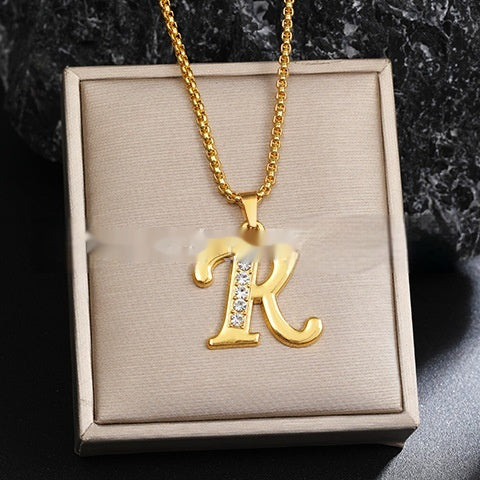 26 Diamond-Encrusted English Alphabet Necklaces