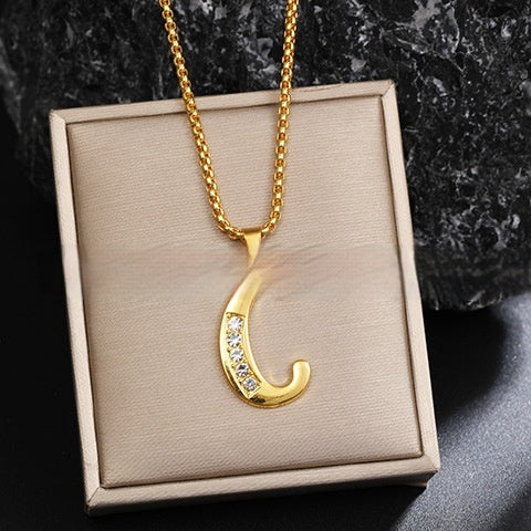 26 Diamond-Encrusted English Alphabet Necklaces