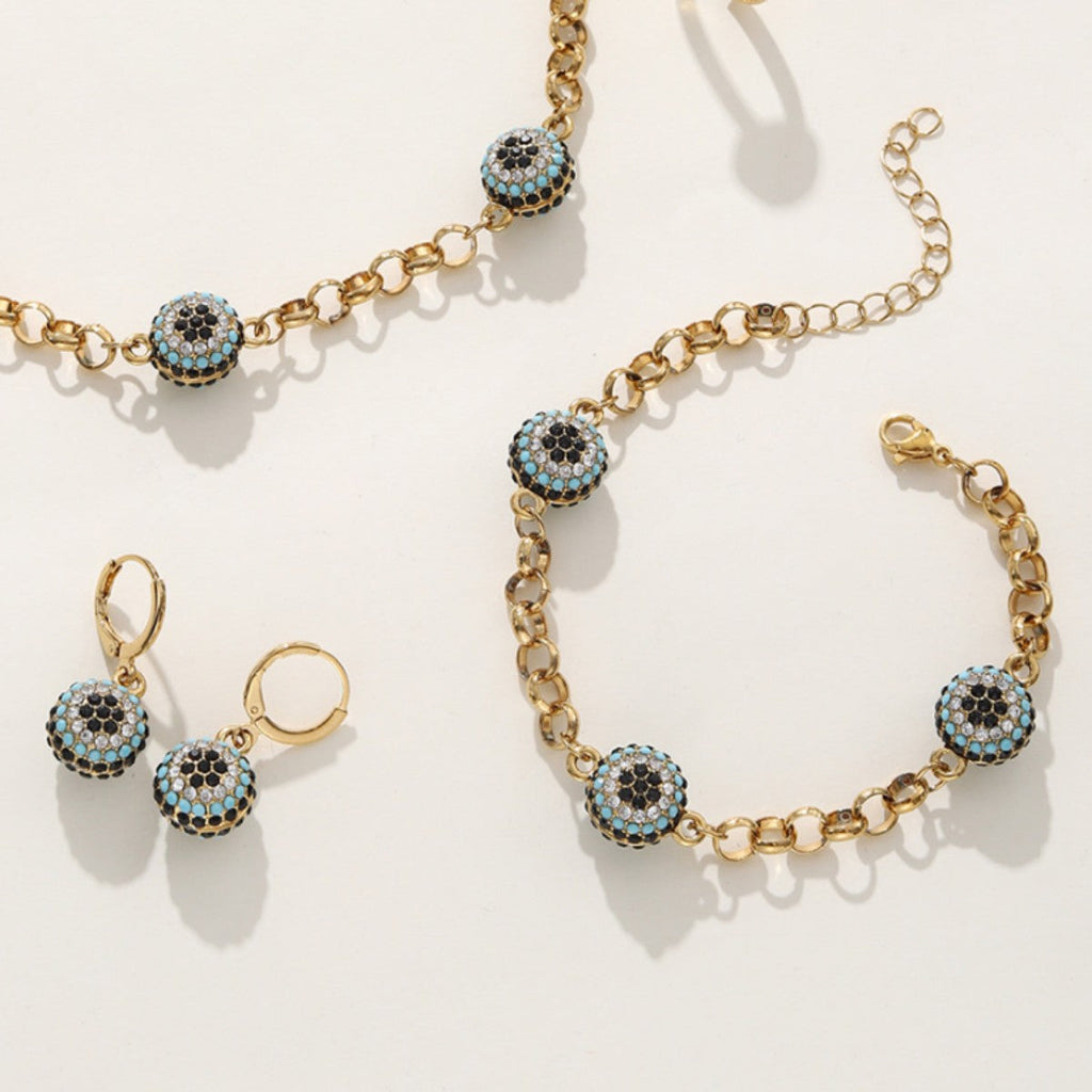 Bohemian Evil Eye Necklace Bracelet and Earring Set