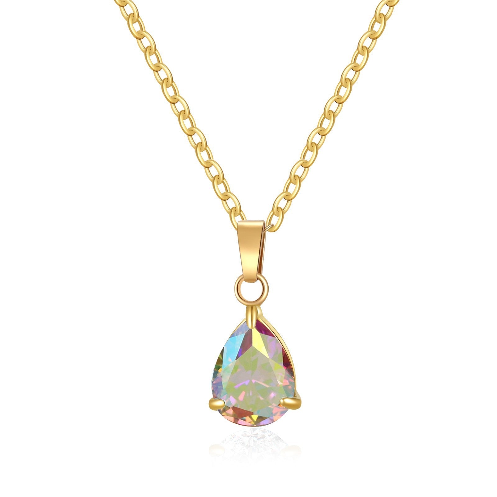 3A Water Drop Zircon Small Pendant Solitaire Pear-Shaped Zircon Womens Clavicle Chain