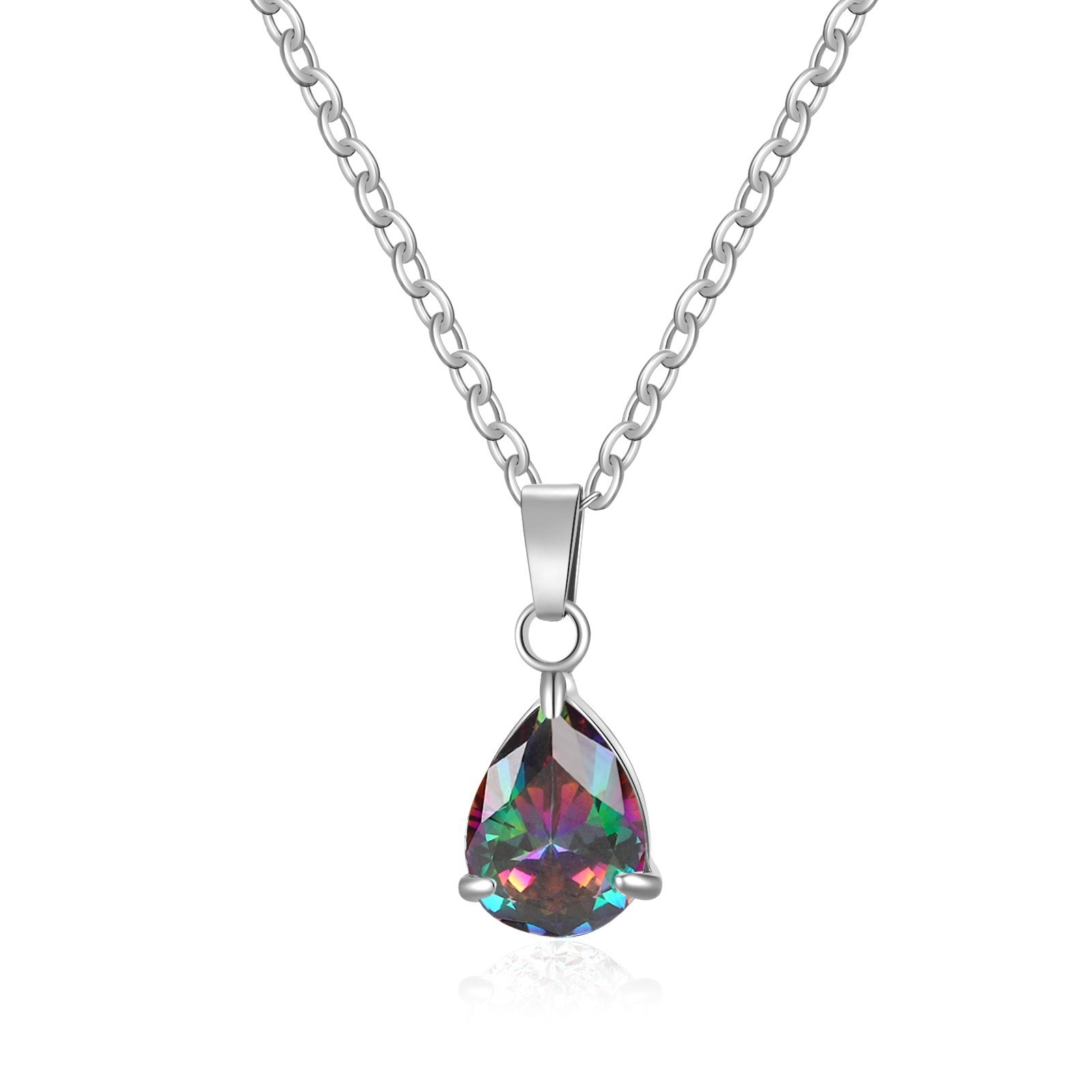 3A Water Drop Zircon Small Pendant Solitaire Pear-Shaped Zircon Womens Clavicle Chain