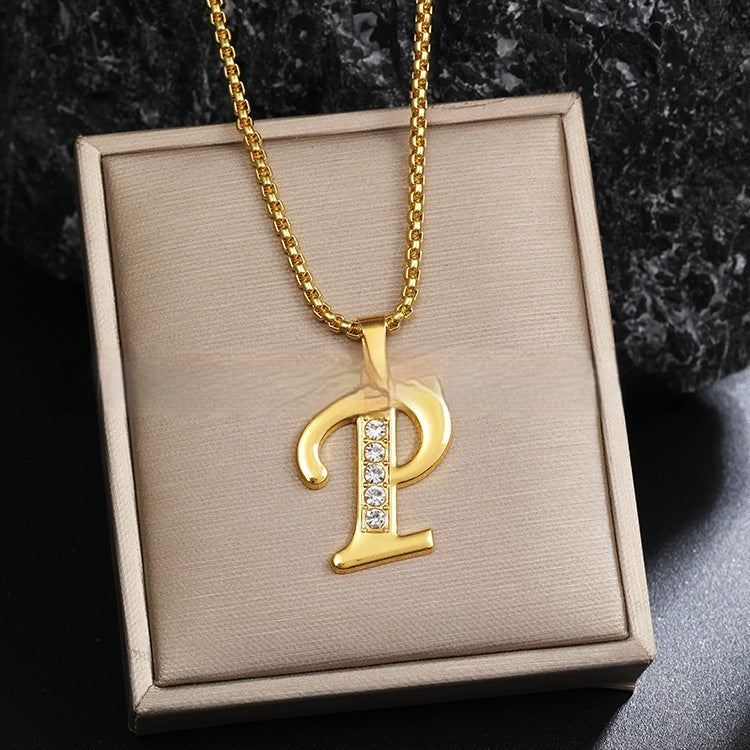 26 Diamond-Encrusted English Alphabet Necklaces