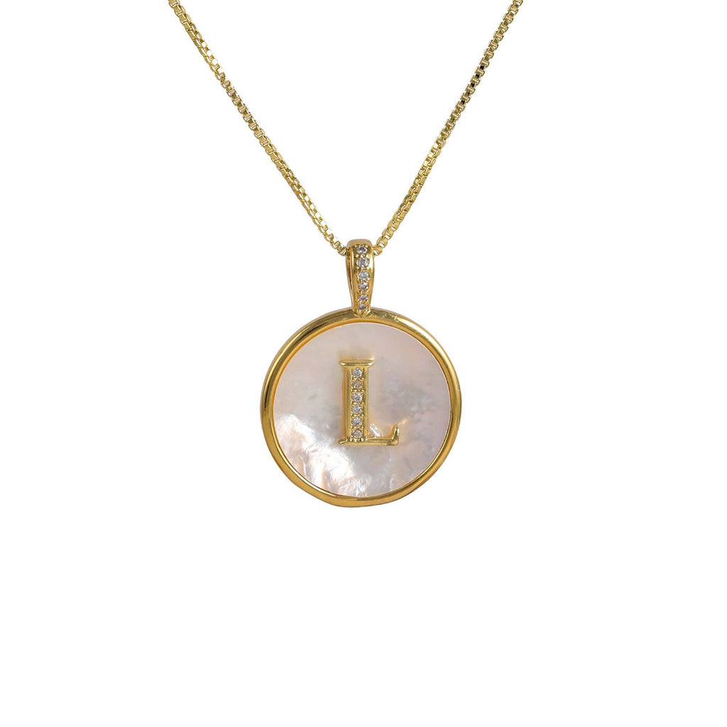 Gold Shell Initial Pendant Charm Collection