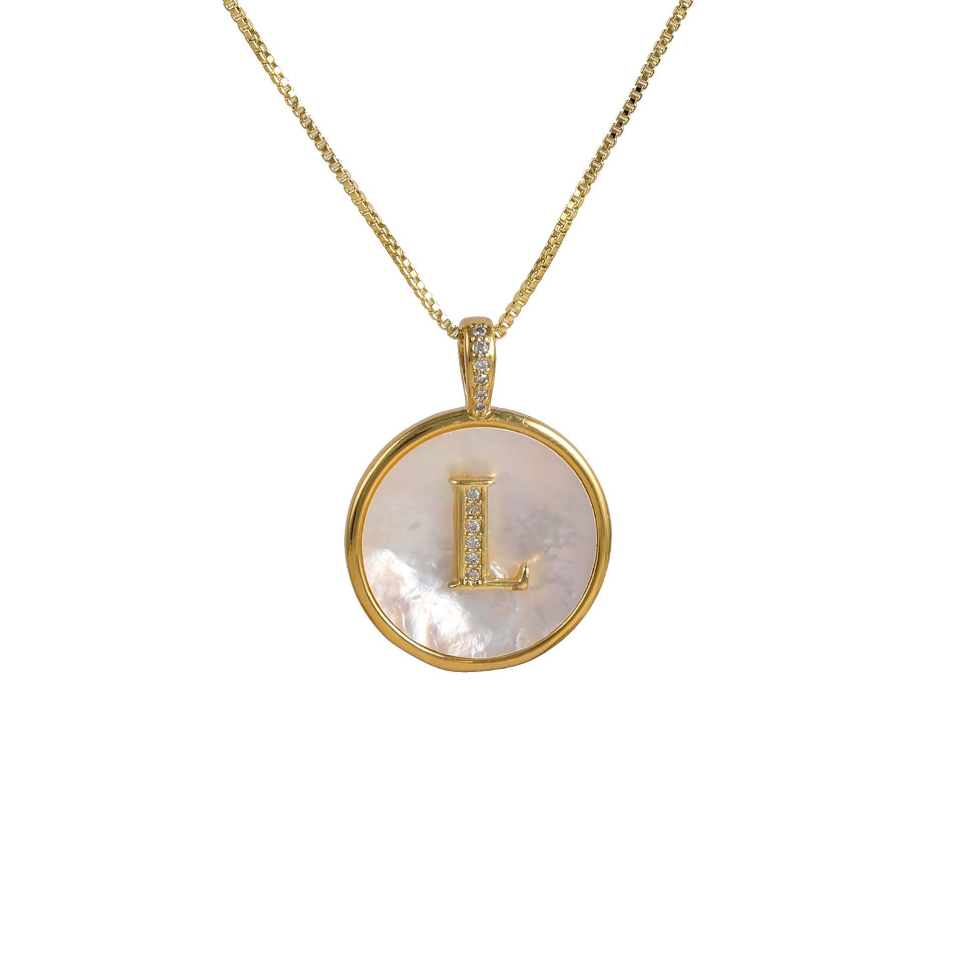 Gold Shell Initial Pendant Charm Collection