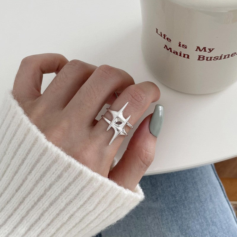 925 Sterling Silver Irregular Stackable Rings For Women, Minimalist INS Style Plain Band, Non-Tarnish Versatile Finger Jewelry For Daily Wear