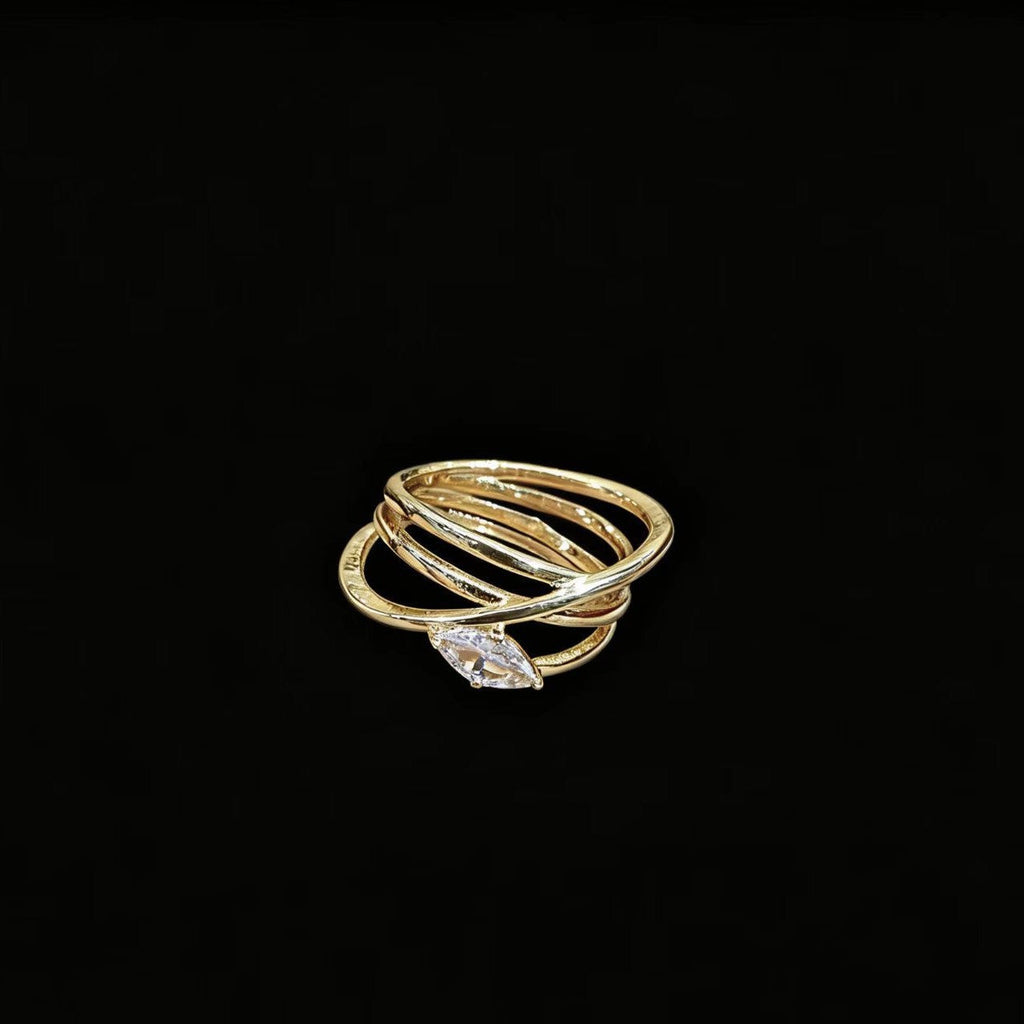 Womens Accessory Large Water-drop-shaped Sparkling Zircon Ring