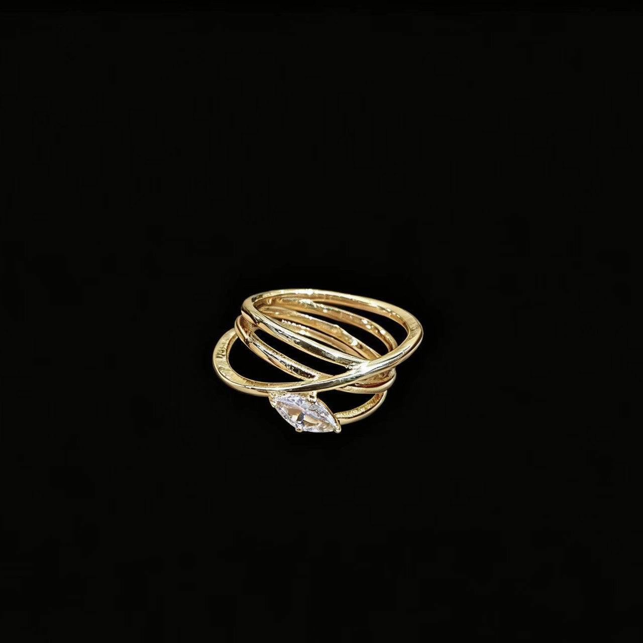 Womens Accessory Large Water-drop-shaped Sparkling Zircon Ring