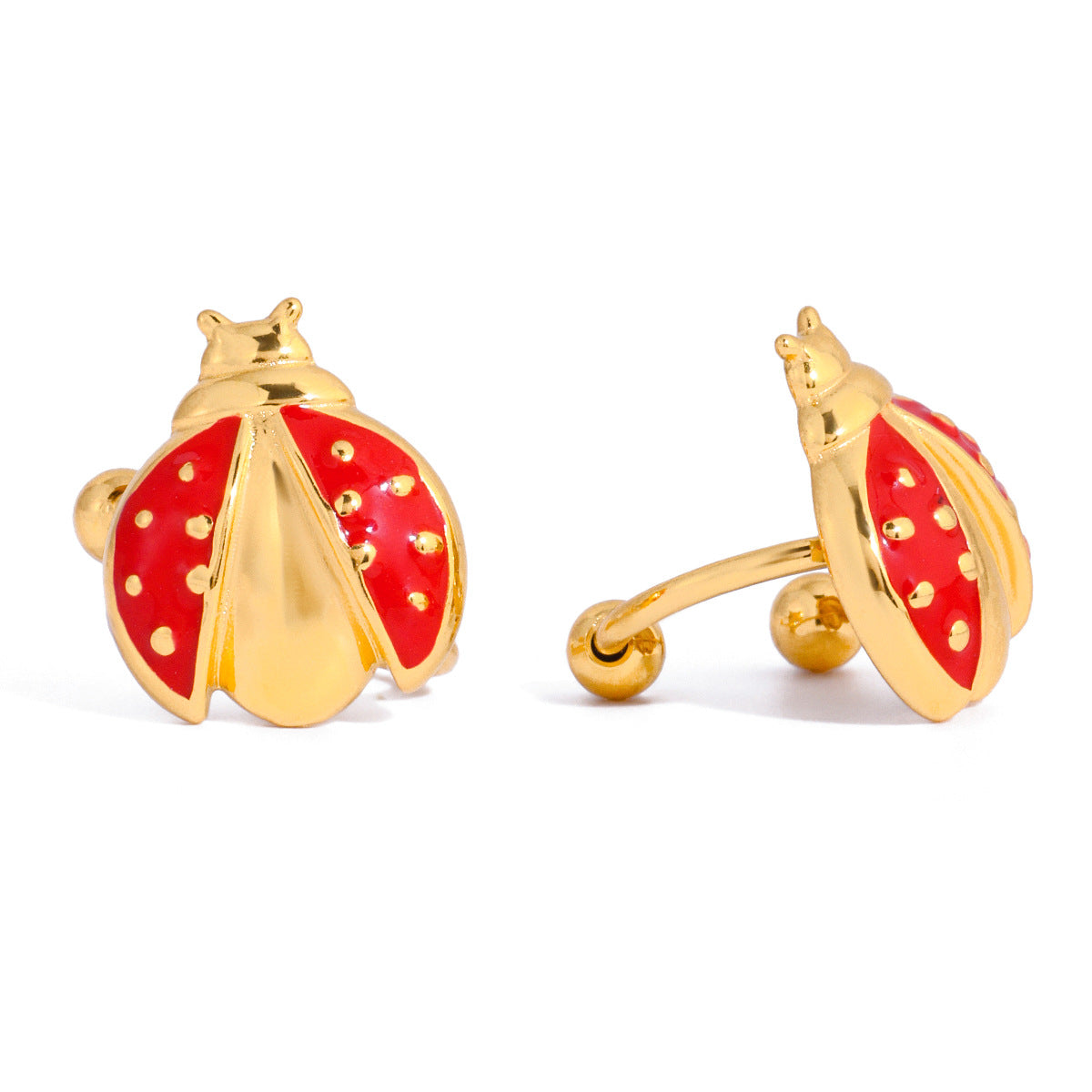 Ladybug Stainless Steel Ear Cuff Earrings