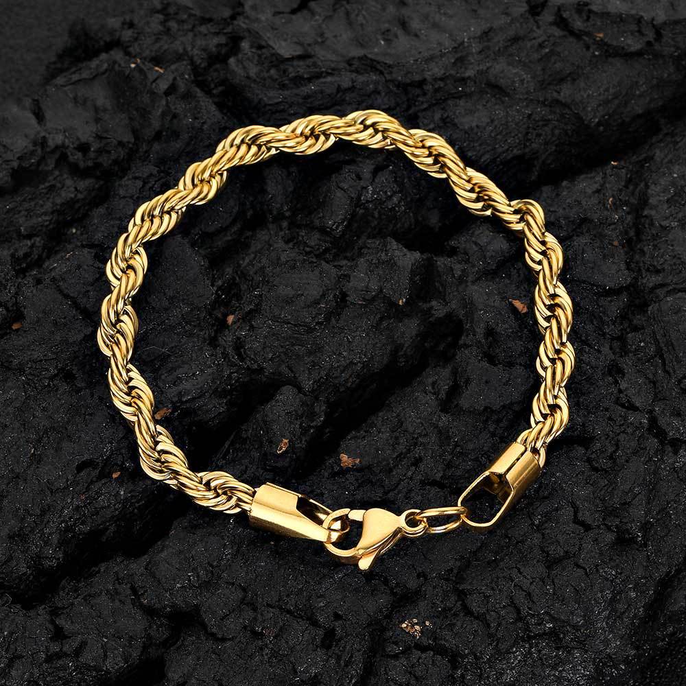 Euro-American Hip-hop Stainless Steel Necklace Twisted Chain Streetwear Titanium Steel Bracelet
