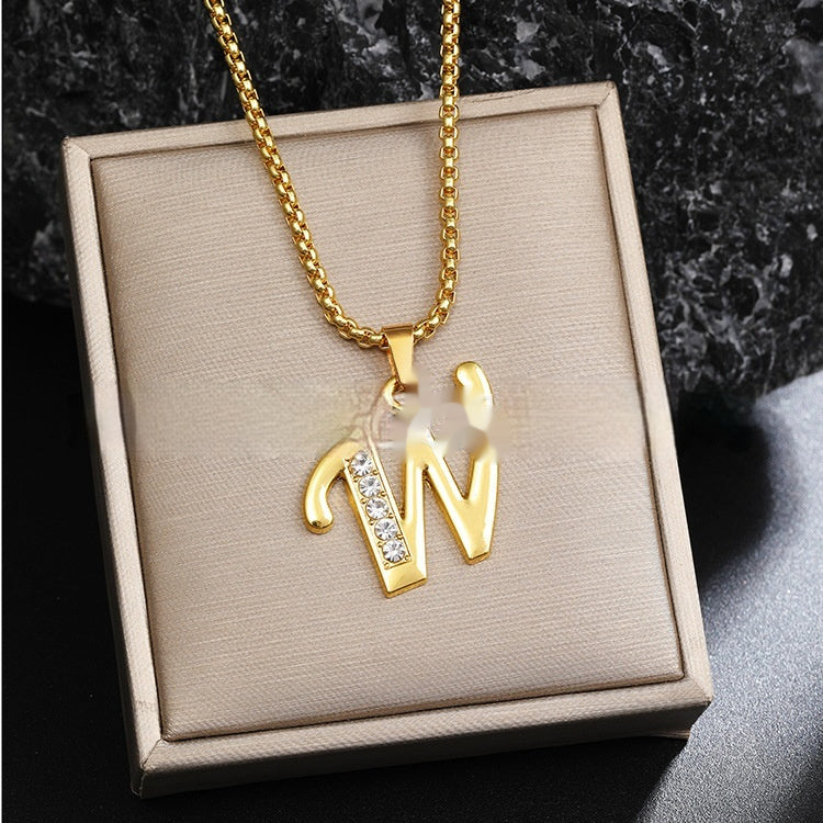 26 Diamond-Encrusted English Alphabet Necklaces