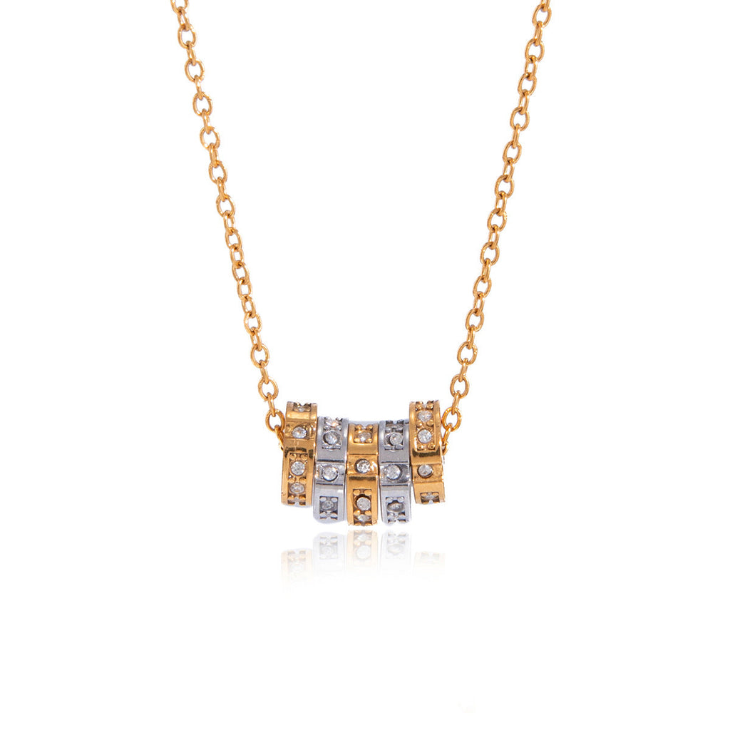 Stainless Steel Zircon Spinner Necklace Collection