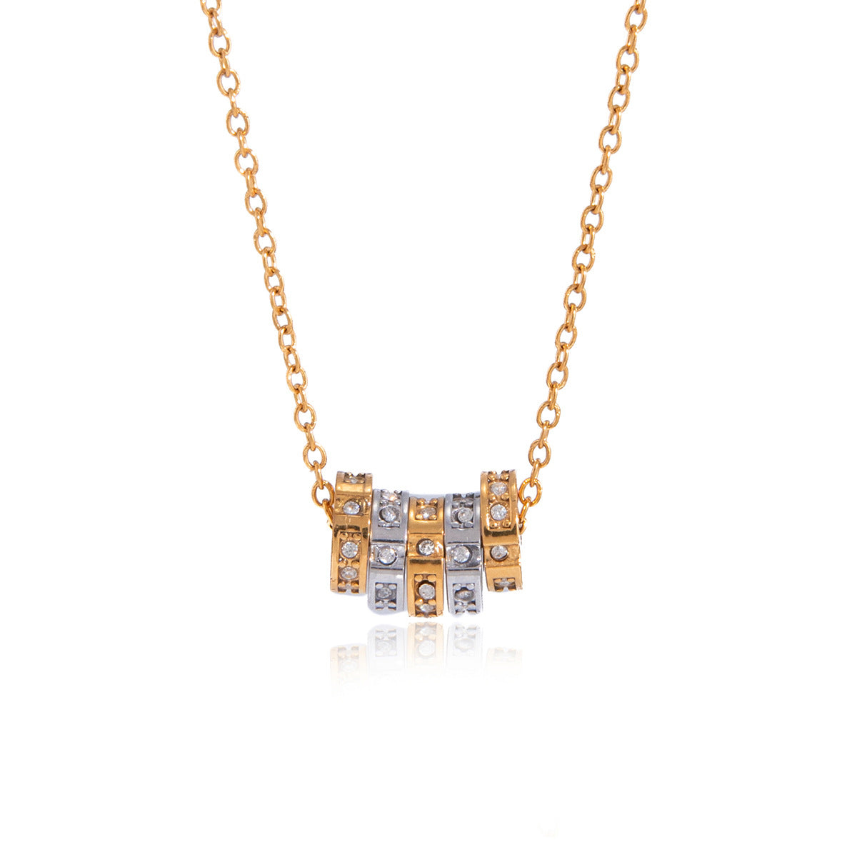 Stainless Steel Zircon Spinner Necklace Collection